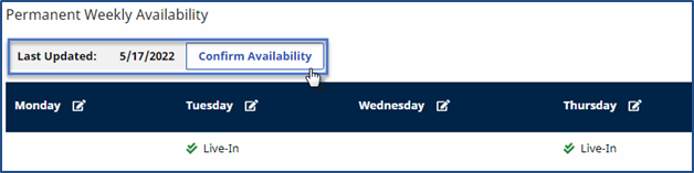 Caregiver Availability Button